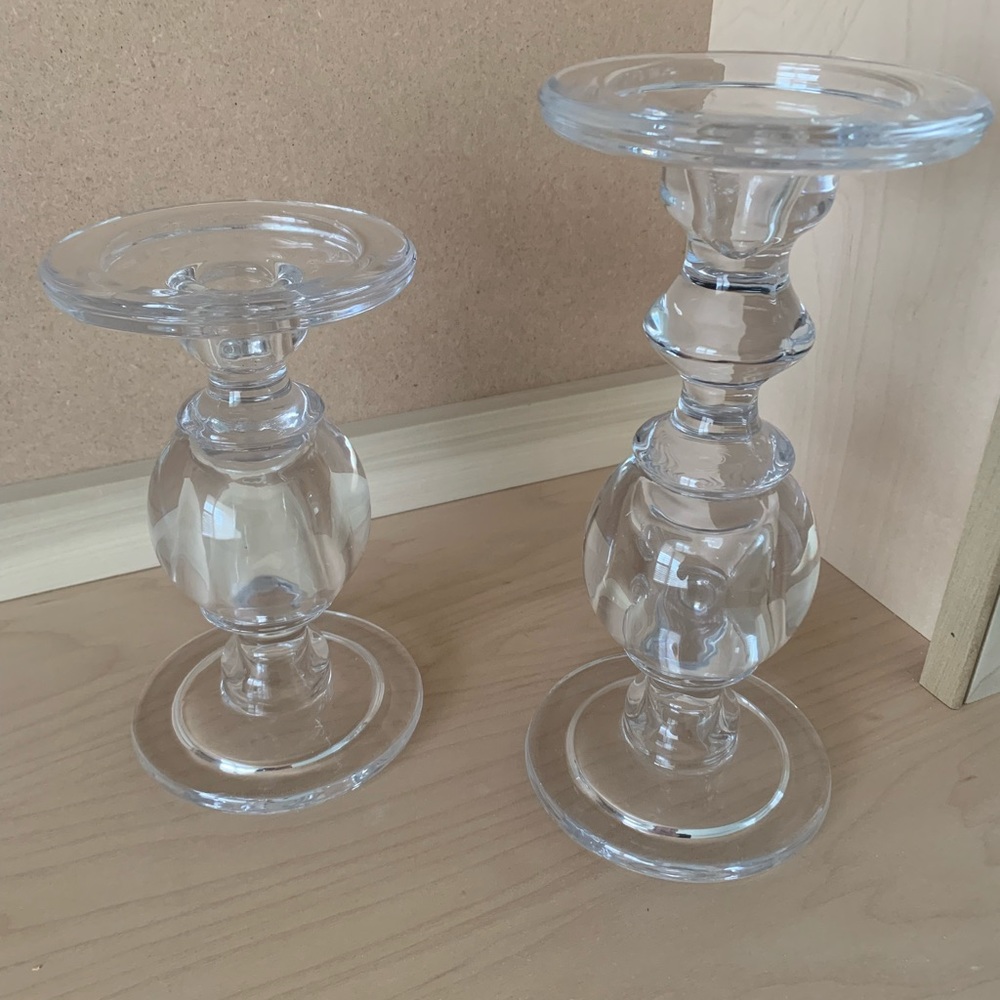 Clear glass candle holders